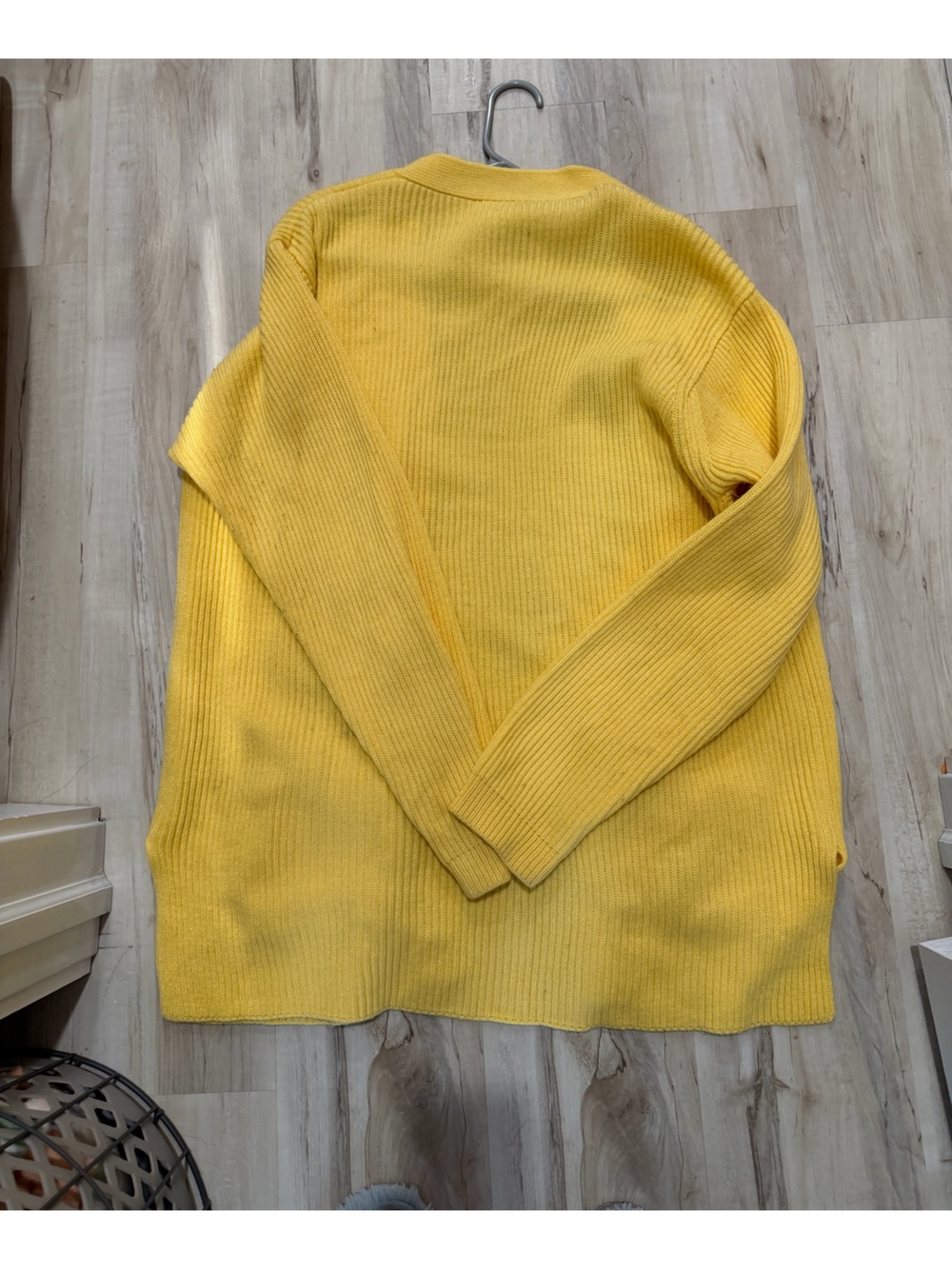 Yellow Women's Ribbed Button-Front Cardigan - Picture 2 of 2